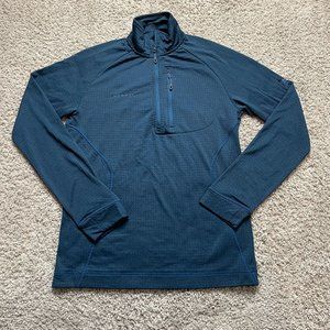 Mammut 1/4 Zip Pullover Waffle Grid Blue Hiking Outdoor Mens M
